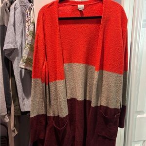 a new day Colorblock Open-Front Cardigan - Red, Gray, Burgundy